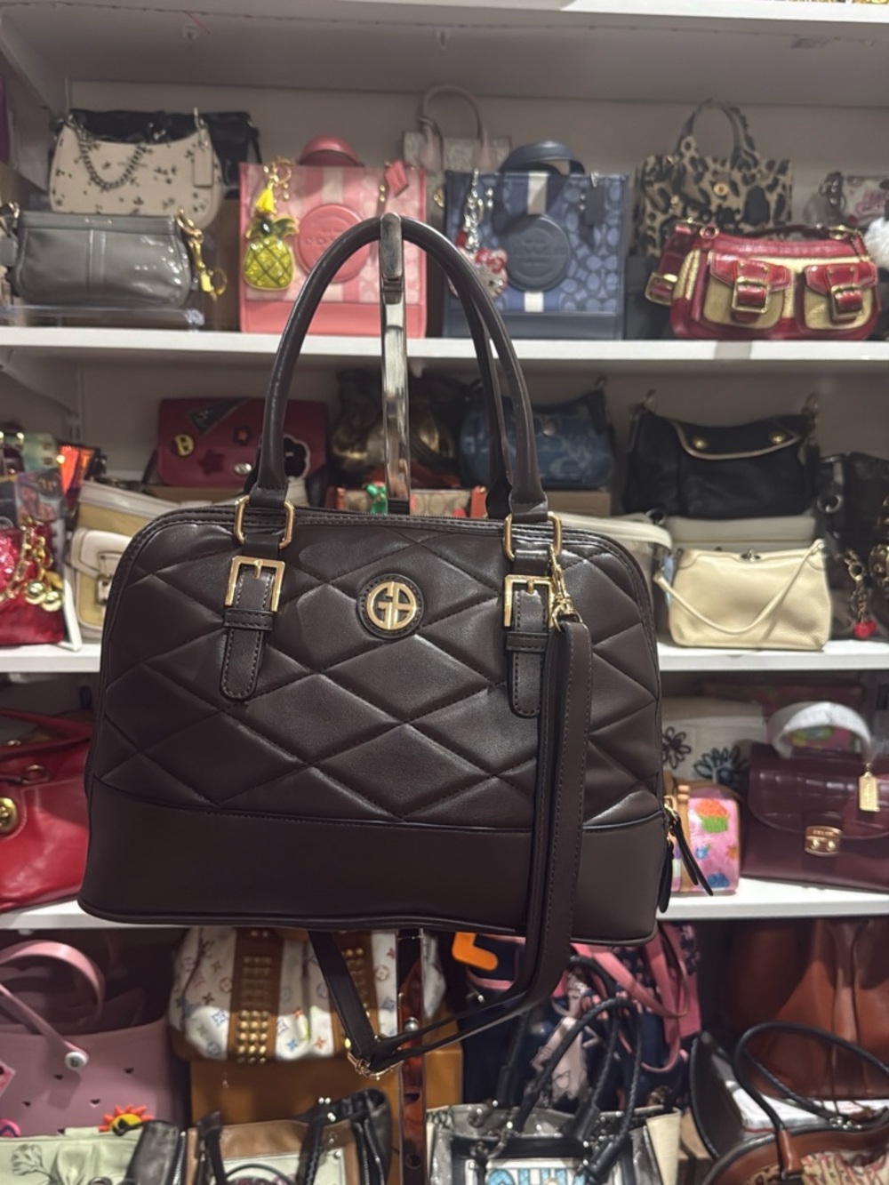Giani Bernini Quilted Dome Satchel Bag - Brown new condition